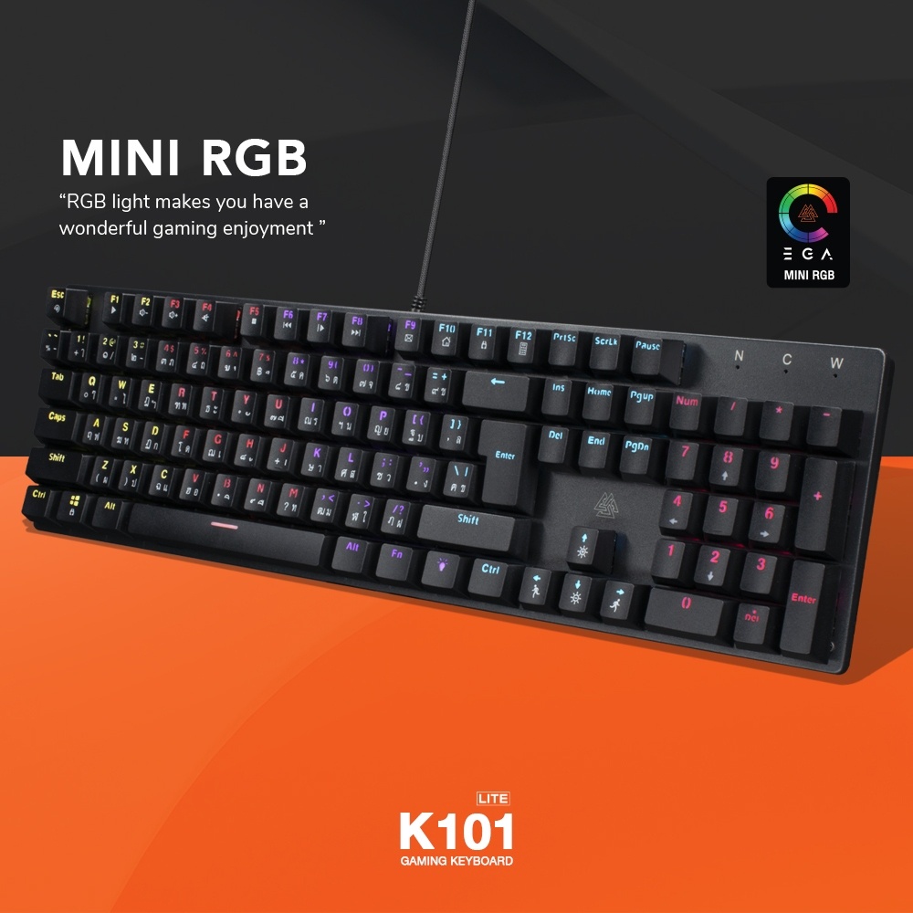 EGA K101 Keyboard Mechanical Gaming คีย์บอร์ดเกมมิ่ง คีย์บอร์ดมีไฟ ...