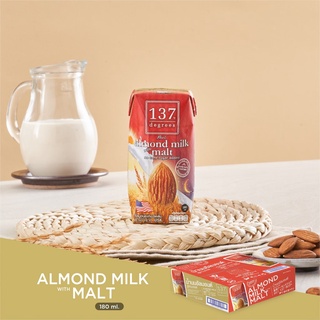 137 ดีกรี นมอัลมอนด์ สูตรมอลต์ ขนาด 180ml x pack of 3x12 (Almond Milk with Malt 137 Degrees Brand)