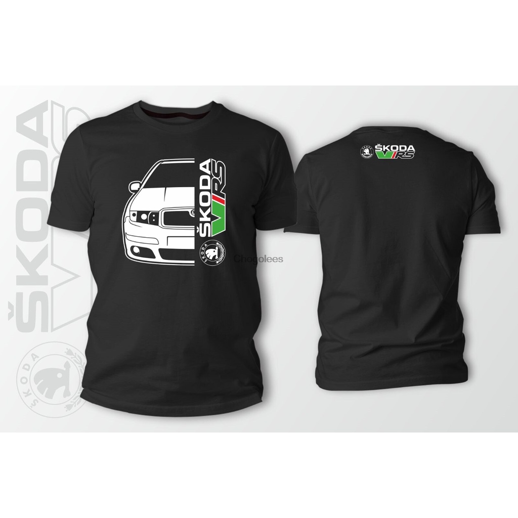 สไตล์สปอร์ต-ที่มีคุณภาพสูง-skoda-fabia-vrs-รถอัตโนมัติสีดําเสื้อยืดกิลแดนผ้าฝ้ายผู้ชาย100-5id