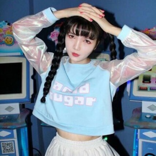 เสื้อครอปแขนยาวโฮโลแกรม งานนำเข้า!!!