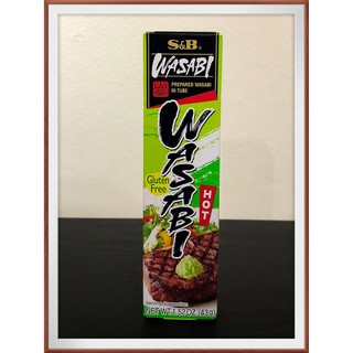 วาซาบิเอสแอนต์บี ทูบ เนริ วาซาบิ(เผ็ด) กูลเตนฟรี 43กรัม. S&amp;B TUBE NERI WASBI(HOT) Gluten Free 43g.