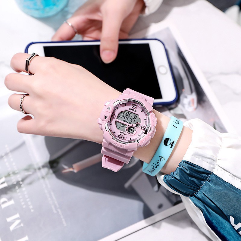 มุมมองเพิ่มเติมของสินค้า นาฬิกาข้อมือผู้หญิง นาฬิกานักเรียนสีลูกกวาด นาฬิกาแฟชั่น
