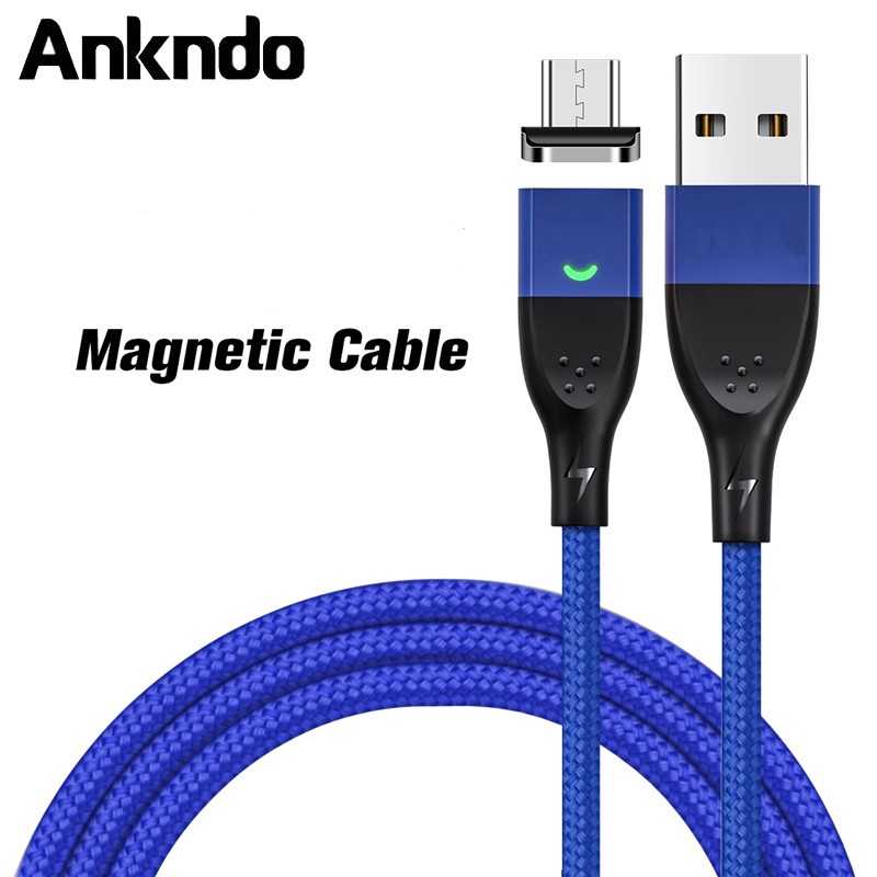 ankndo-สาย-usb-แม่เหล็ก-micro-usb-3-แอมป์-สำหรับ-iphone-samsung-led-ขนาด-1-เมตร-ซิงค์ข้อมูลชาร์จเร็ว