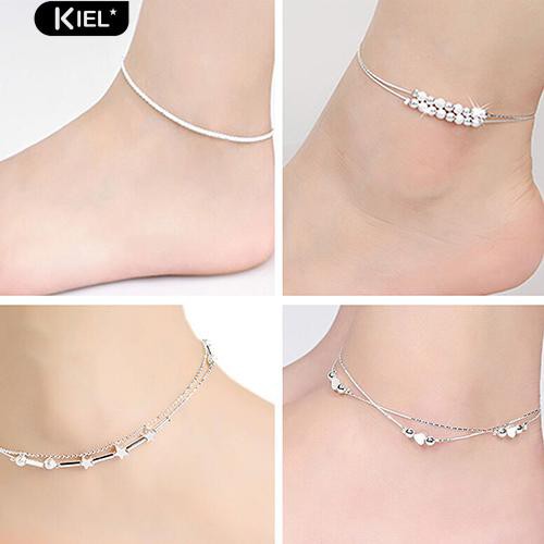 ราคาและรีวิว1Pc Simple Design Women Star Heart Beads Ankle Bracelet Barefoot Sandal Anklet