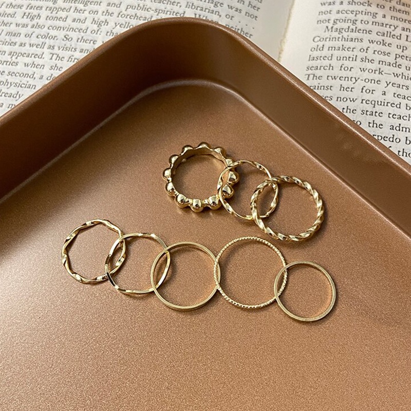ชุดแหวนโลหะ-สีทอง-สไตล์เกาหลี-ฮิปฮอป-สําหรับผู้หญิง-8-ชิ้น-ต่อชุด