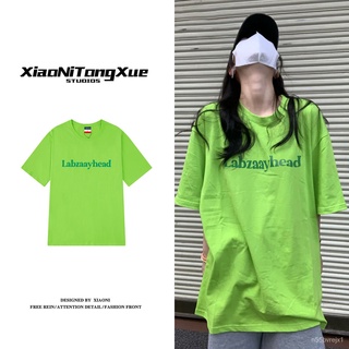 เสื้อแขนสั้นพิมพ์ลายแบรนด์ยอดนิยม%100ฤดูร้อนTเสื้อยืดผู้หญิงตัวอักษรหลวมต้นฉบับนักเรียนผ้าฝ้ายแท้เรียบง่ายผู้ชาย GA8N