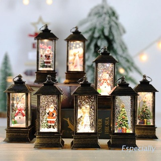 ESP Christmas Snow Globe Lantern LED Light Water Glittering Santa Night Lamp Decor