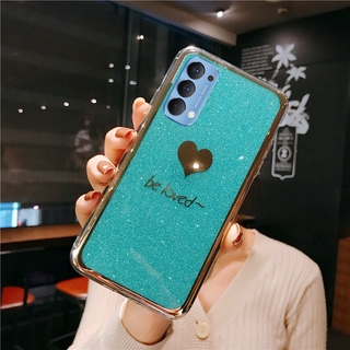 เคส OPPO Reno 4 Pro 5G Reno4 Phone Case New 2020 Casing Fashion Couple Bling Gold Glitter Be Loved Silicone Phone Case TPU Soft Cover