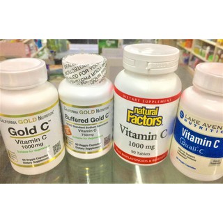 สินค้า วิตามินซี Gold C (California Gold Nutrition) Vitamin C 1,000 mg, แบบ Buffered 750mg, 21st Century, Rosehip และ Quali-C