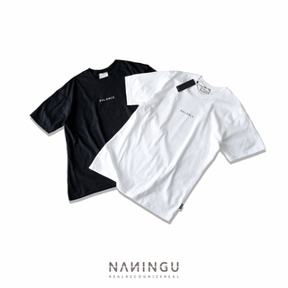 เสื้อยืดผ้าฝ้ายพิมพ์ลาย🔥 NANINGU 🔥 เสื้อยืด Balance cotton comb แขนสั้น สื้อยืดสีพื้น เกาหลี สไตล์มินิมอล