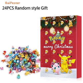 [BaiPester] 24 PCS Pokemon Christmas 2022 Advent Calendar Box Figure Toys Pikachu Anime Character Blind Box Children Toy Pokemon Gifts Box