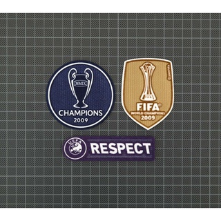 อาร์ม กำมะหยี่ Patch UEFA Champions League winners 2009 &amp; RESPECT Sleeve Patches/Badges Barcelona