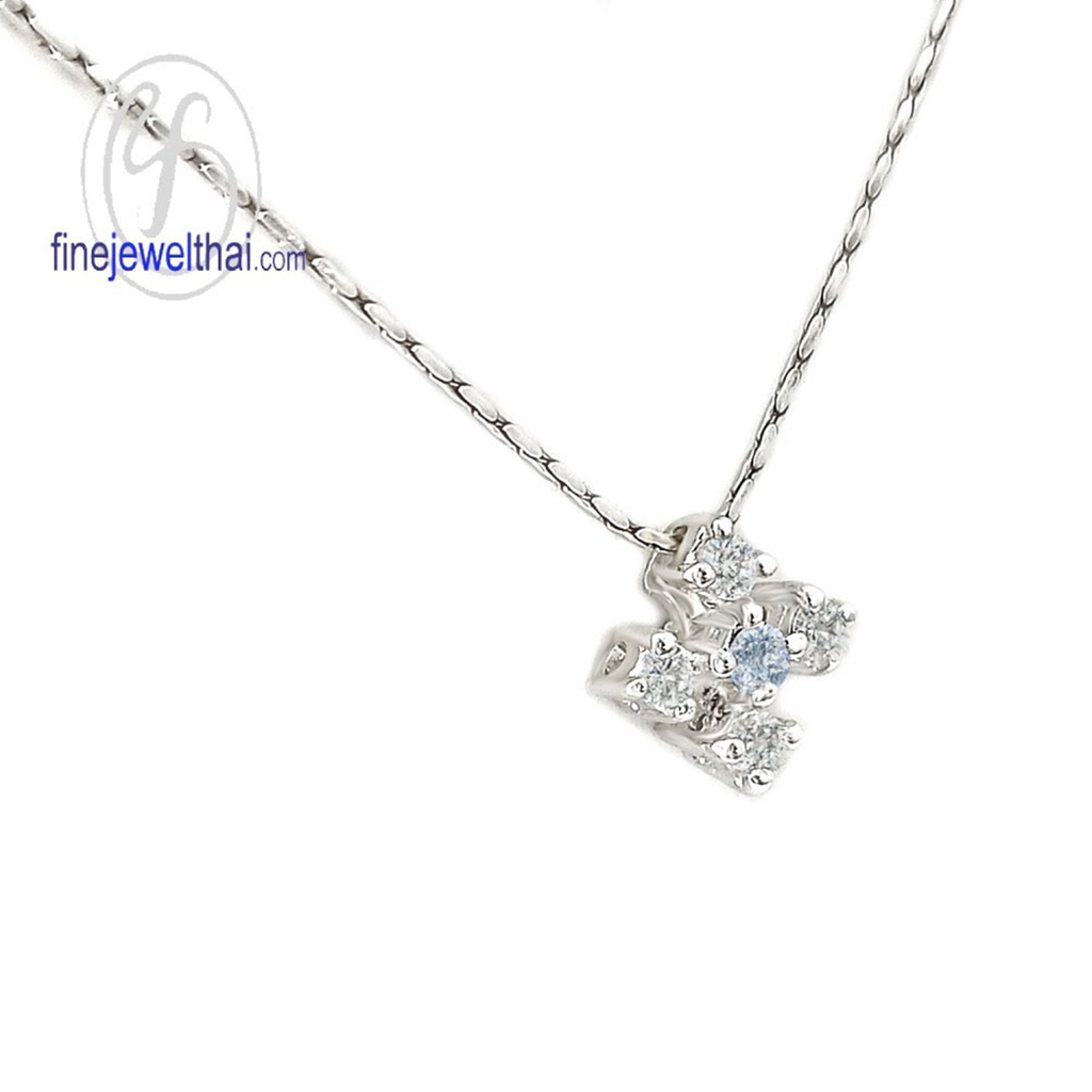 finejewelthai-จี้อะความารีน-จี้เพชรcz-จี้พลอย-พลอยประจำเดือนเกิด-aquamarine-silver-pendant-birthstone-p1049aq00