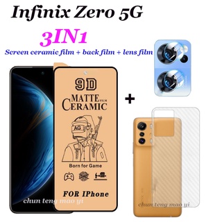 3in1 ฟิล์มกระจกนิรภัยเซรามิค แบบนิ่ม ฟิล์มเลนส์ ฟิล์มด้านหลัง สําหรับ Infinix Zero 5G 8 8i Note 11S 8 7