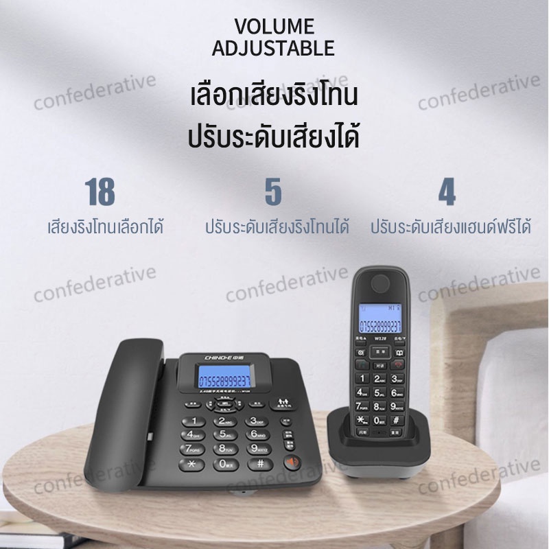 ภาพหน้าปกสินค้าโทรศัพท์ไร้สาย โทรศัพท์บ้าน Expandable Digital Cordless Phone System 1 / 2 โทรศัพท์บ้าน สำนักงาน แบบมีหน้าจอ จากร้าน confederative บน Shopee