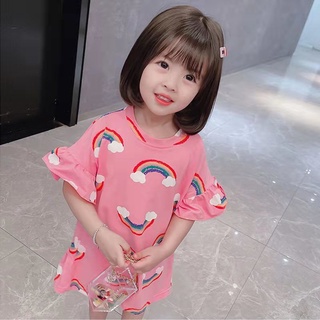 ภาพหน้าปกสินค้าพร้อมส่ง สาวTเสื้อกระโปรง2022ฤดูร้อนทารกเพศหญิงกระโปรงใหม่น่ารักเกาหลีรุ้งTส่วนยาวเด็กชุด ซึ่งคุณอาจชอบสินค้านี้