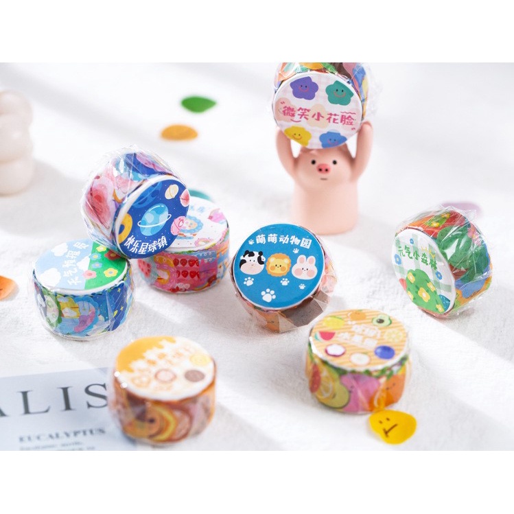 สติกเกอร์-ตกแต่งไดอารี่-สติ๊กเกอร์ลายการ์ตูน-น่ารัก-สีสันสดใส-ขนาด-1-8cm-100-ชิ้น