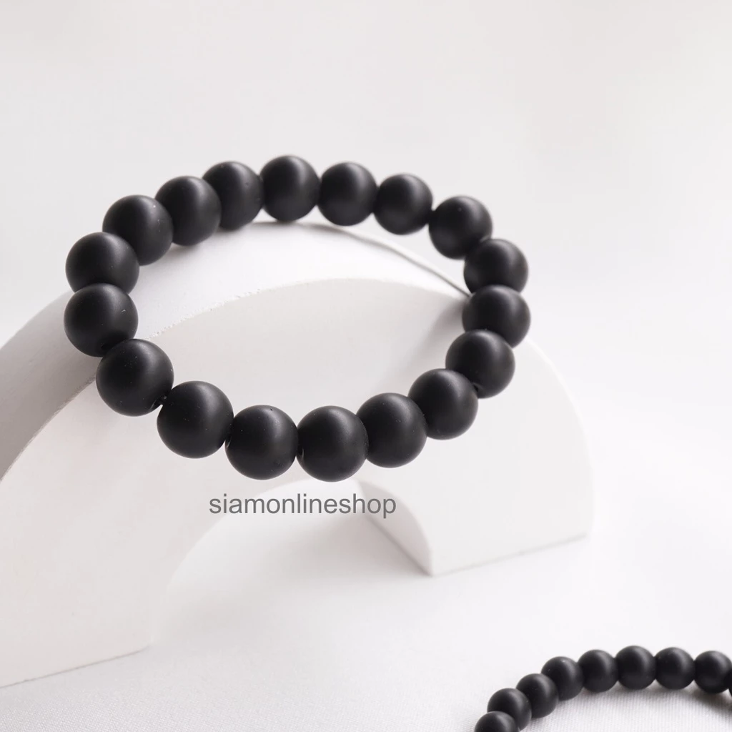 MATT ONYX นิลดำแบบด้าน เลือกขนาดเม็ดหินได้ ( 4-10 มม. ) หินแห่งอำนาจบารมี นิลแท้ สร้อยข้อมือหินนำโชค https://wayoza.com