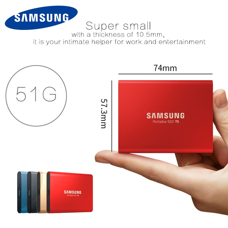 ภาพหน้าปกสินค้าSamsung T5 SSD 500GB 1TB USB3.1 HDD Type-C แบบพกพาสําหรับแล็ปท็อป จากร้าน hddigital.th บน Shopee