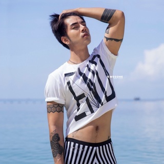 T115 crop top mens เสื้อครอปAwesome sport