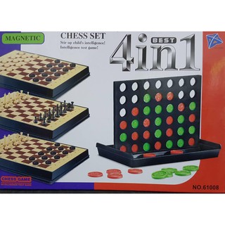 CHESS SET 4 IN 2 เกมกระดานหมากรุก แม่เหล็ก แบบพกพา พร้อมเกม Connect 4 IN A LINE NO.61008