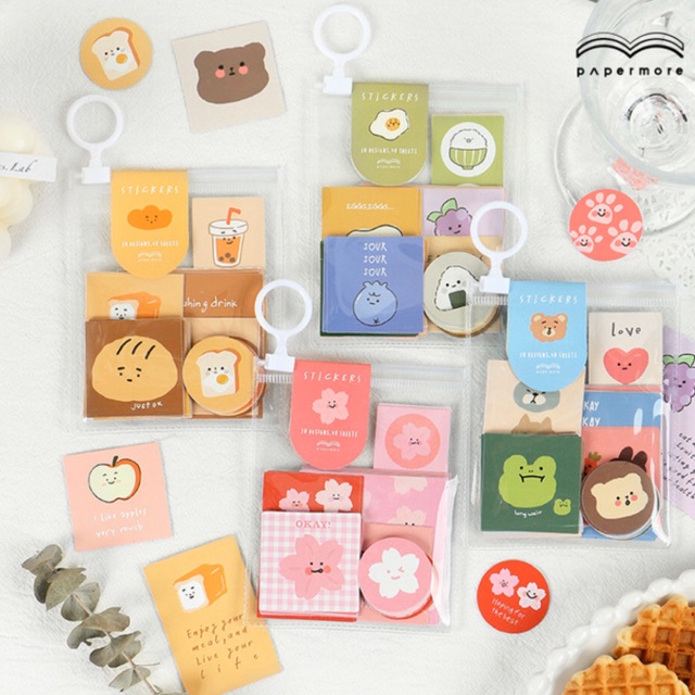 Paper more Sticker Pack สติกเกอร์ 40แผ่น พร้อมซองซิป | Shopee Thailand