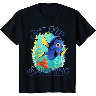 เสื้อยืดผ้าฝ้ายพรีเมี่ยม เสื้อยืด พิมพ์ลาย Disney Pixar Finding Dory Just Keep