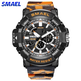 Smael นาฬิกาข้อมือดิจิทัล ควอตซ์ อะนาล็อก ลายพราง กันน้ํา สไตล์ทหาร หรูหรา สําหรับผู้ชาย