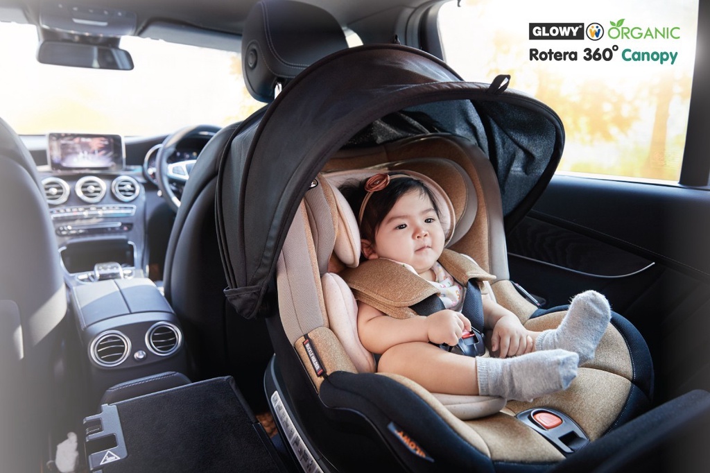 รูปภาพเพิ่มเติมเกี่ยวกับ GLOWY-W Rotera 360 Canopy Organic Carseat คาร์ซีทรุ่น Rotera 360 (0-18 กก.)