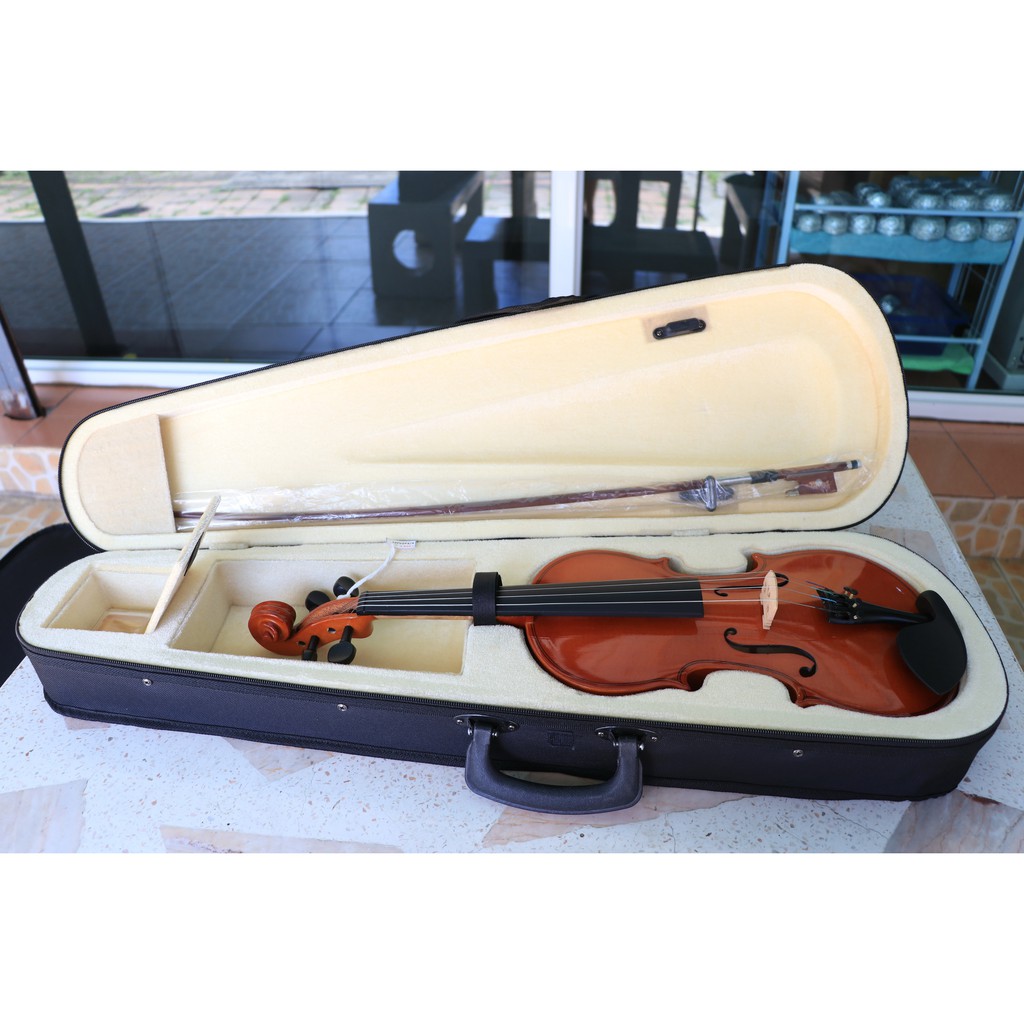 violin-ไวโอลิน-ยี่ห้อ-custom-รุ่น-mtv-2-ขนาด-3-4-สีไม้ธรรมชาติ-เคลือบเงา-พร้อมcaseอย่างดี-รวมคันชัก-และยางสน-ของใหม่