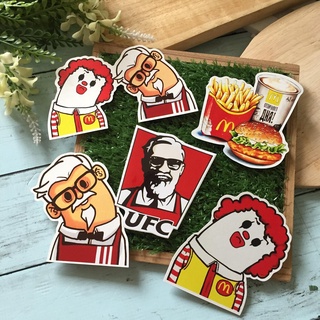 Fast food สติกเกอร์ เคลือบกันน้ำ ลายแนวๆ ไดคัท ติดกระเป๋าเดินทาง โน้ตบุ๊ค เคสโทรศัพท์ กระบอกน้ำ Waterproof Decal Sticker