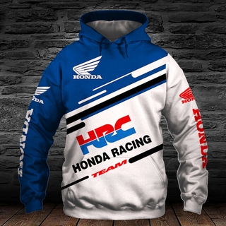 เสื้อกันหนาวแบบมีฮู้ดพิมพ์ลาย Honda Hrc Racing - Top 3 D - Size S To 5 Xl