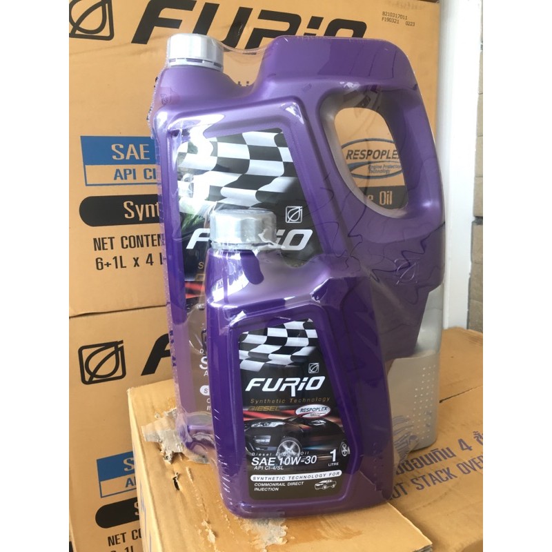 ราคาและรีวิวน้ำมันเครื่อง บางจาก ฟูลิโอ Furio F2 10w-30 ดีเซล ขนาด 6 ลิตร แถมฟรี 1 ลิตร