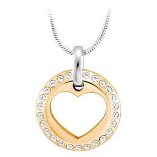 555jewelry จี้วงกลม ด้านในฉลุลายหัวใจ รุ่น MNP-012T-C (Pink Gold[P9]