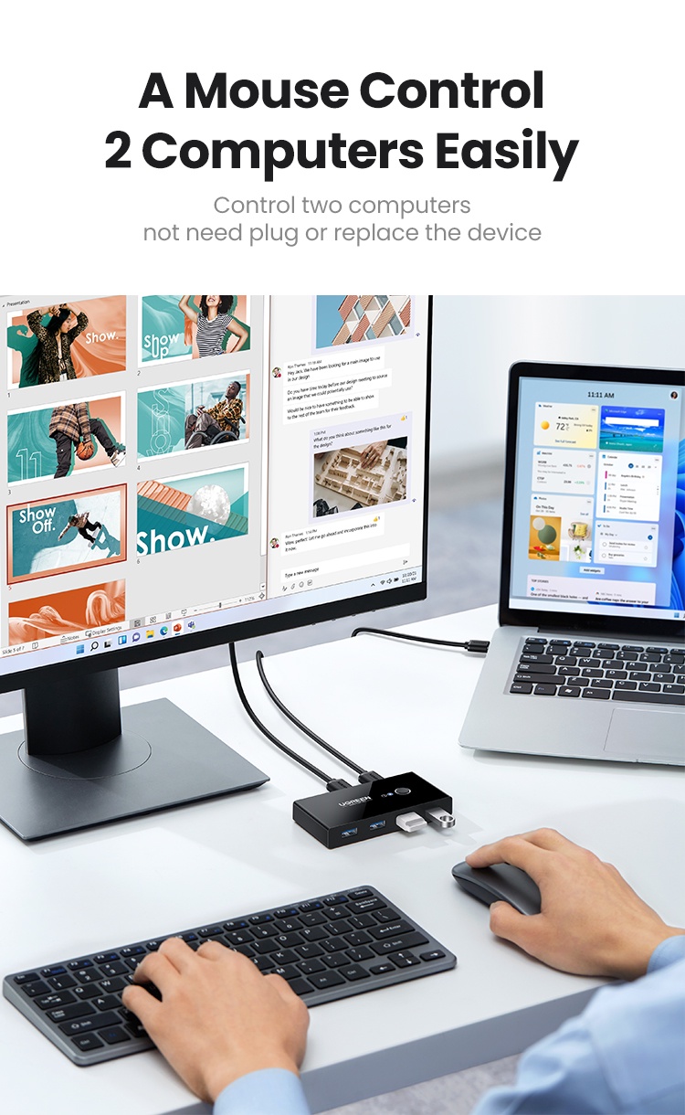 รายละเอียดเพิ่มเติมเกี่ยวกับ UGREEN ฮับพอร์ต USB แบบ 2 พอร์ต แชร์ได้ 4 อุปกรณ์ สำหรับเมาส์ แป้นพิมพ์ เครื่องพิมพ์