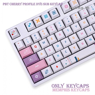 สินค้า 1 Set Cherry Profile PBT Dye Subbed Memphis Theme Keycaps For MX Switch Mechanical Keyboard