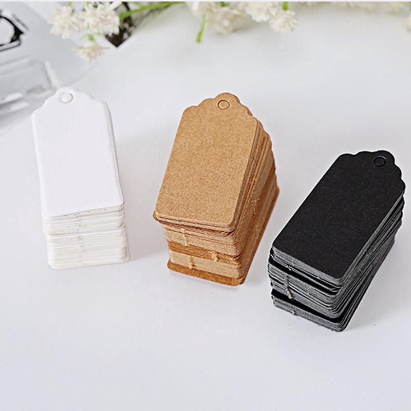 100Pcs Kraft Paper Gift Tags Wedding Scallop Label Blank Luggage Tag 4*2cm