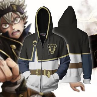 Black Clover Asta เสื้อแจ๊คเก็ตกันหนาวหมวกซิปลำลองผู้ชายอะนิเมะญี่ปุ่น