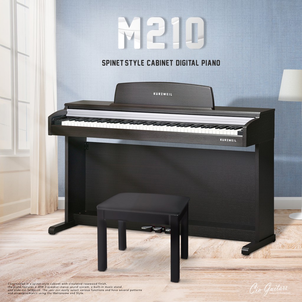 kurzweil-m210-เปียโนไฟฟ้า-88-keys-spinet-style-cabinet-พร้อมอุปกรณ์ครบชุด-รับประกัน-1-ปี