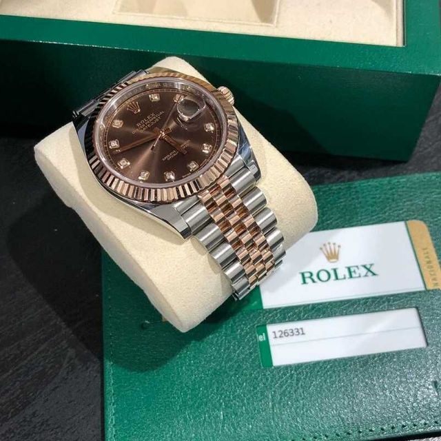 rolex-date-series-126331-chocolate-plate-diamonds-นาฬิกาผู้ชายอัตโนมัติ