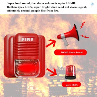 Fire Alarm Warning Strobe Siren Horn Sound &amp; Strobe Alert Security System for Home Office Hotel Restaurant