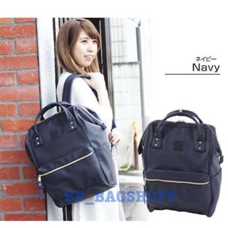 กระเป๋า Anello Leather Rucksack (Navy) (Outlet)