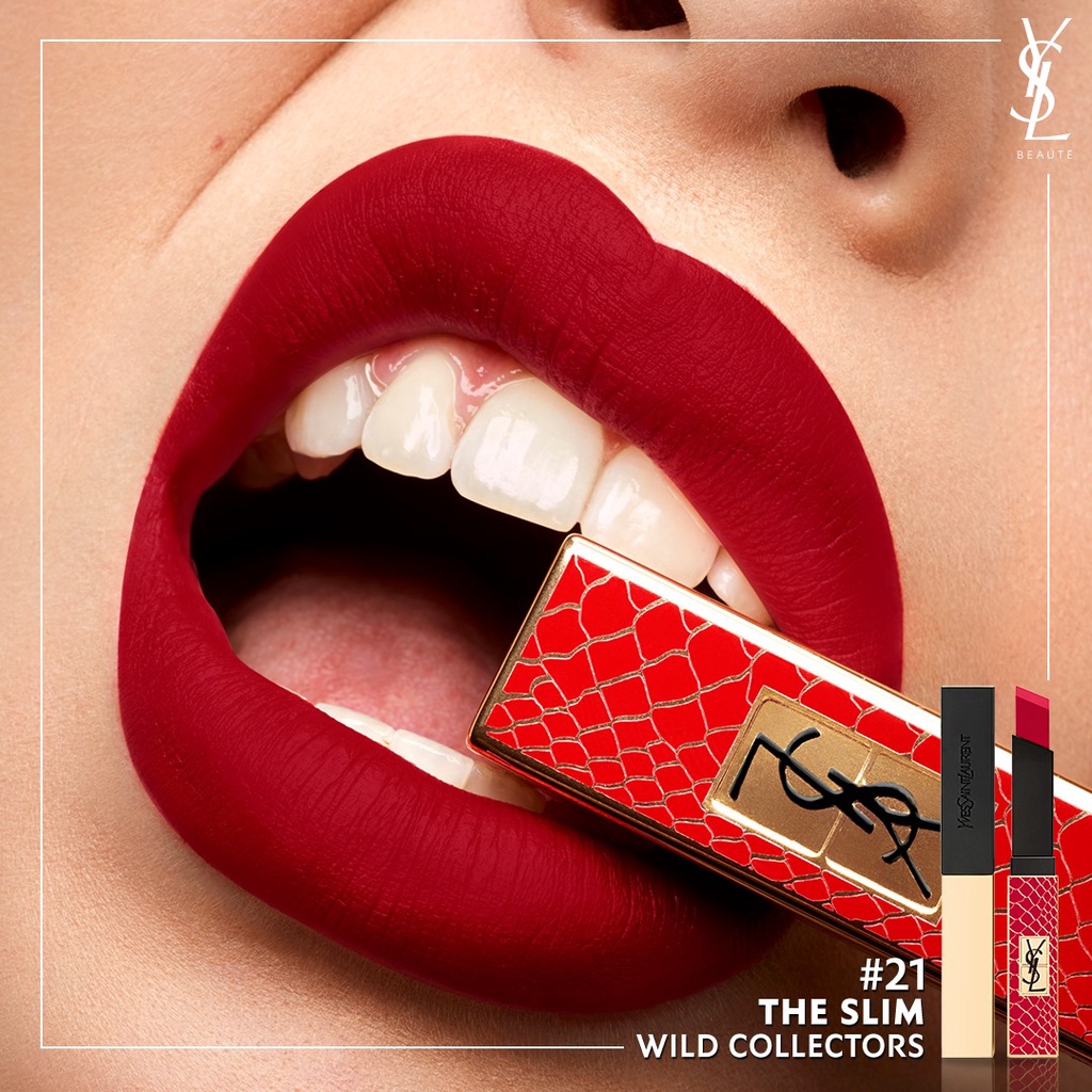 ของแท้-พร้อมส่ง-ลิปสติกสีแดงสดขนาดปกติ-ysl-the-slim-collector-lipstick-full-size-สี-21