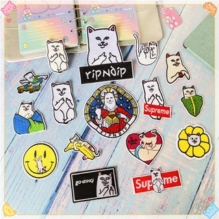 ♥ Ripndip - แผ่นแพทช์เหล็ก สําหรับเก็บสะสมพัดลม ♥ แผ่นแพทช์รีดติดเสื้อ รูปแมวตลก DIY 1 ชิ้น