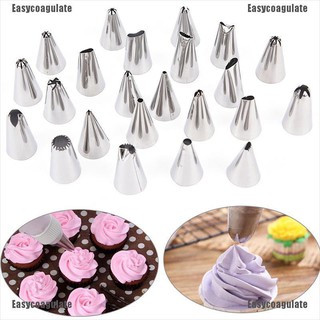 [Easycoagulate]24Pcs Icing Piping Nozzles Pastry Tips Cake Sugarcraft Decorating Bakery Tools