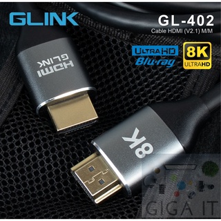 ภาพหน้าปกสินค้าGLINK GL-402 Cable V2.1 M/M สายกลม ขั้วต่อชุปทอง 24K รองรับ 8K 2m - 5m  ประกัน 1 ปี ที่เกี่ยวข้อง