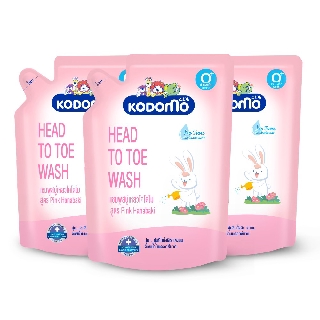 สินค้า KODOMO Head to Toe Wash แชมพูสบู่เหลว โคโดโม Pink Hanabaki 380 มล. 3 ถุง