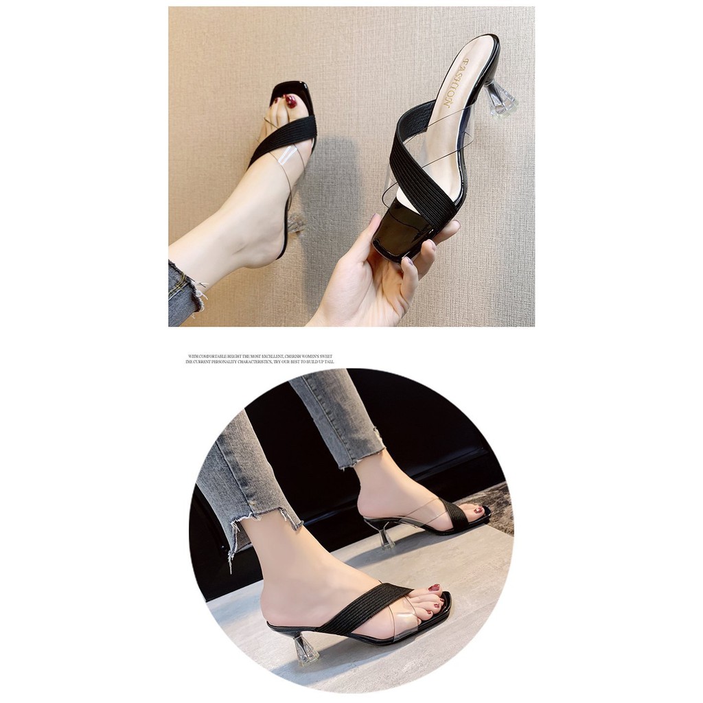 ภาพสินค้ารองเท้า รองเท้าส้นสูง รองเท้าส้นสูงสายคาด ส้นรูปดอกไม้ TP160 จากร้าน korea_style01 บน Shopee ภาพที่ 7