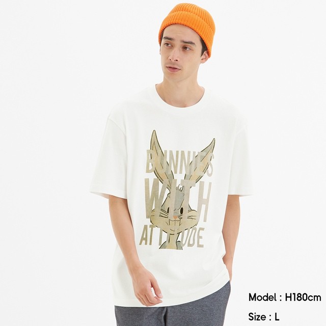 GU009 เสื้อยืดคอกลม เสื้อผู้ชาย ลายการ์ตูน Bugs Bunny แบรนด์ GU ของแท้ ...