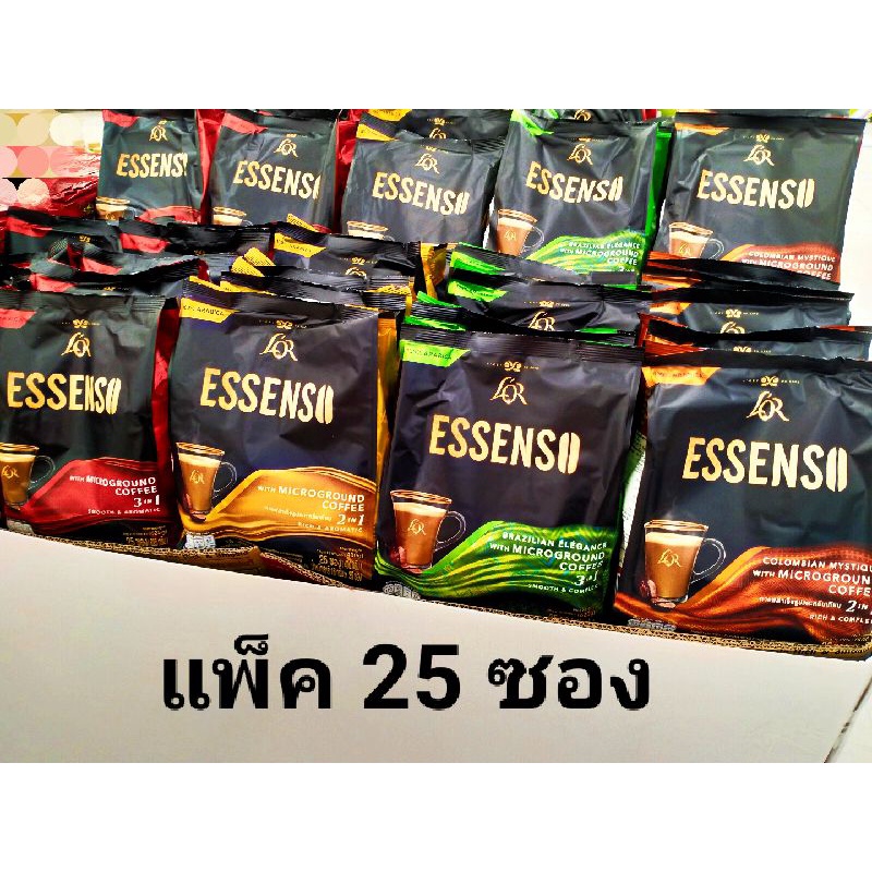 กาแฟลอร์-เอสเซนโซ่-กาแฟสำเร็จรูปผสมกาแฟคั่วบดละเอียด-lor-essenso-microgroud-coffee-แพ็ค-25-ซอง